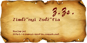 Zimányi Zsófia névjegykártya